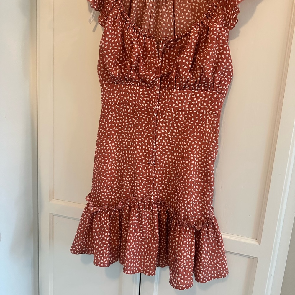 Showpo Red and White Patterned Mini Dress